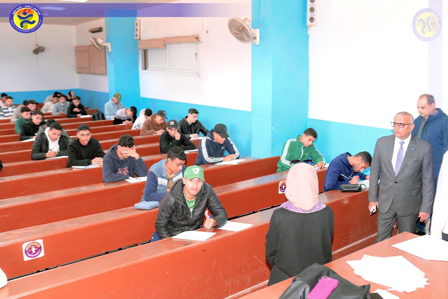 عميد علوم الرياضة بجامعة طنطا يتفقد سير امتحانات الفصل الدراسي الأول ويشدد على ضوابط الانضباط ومكافحة الغش